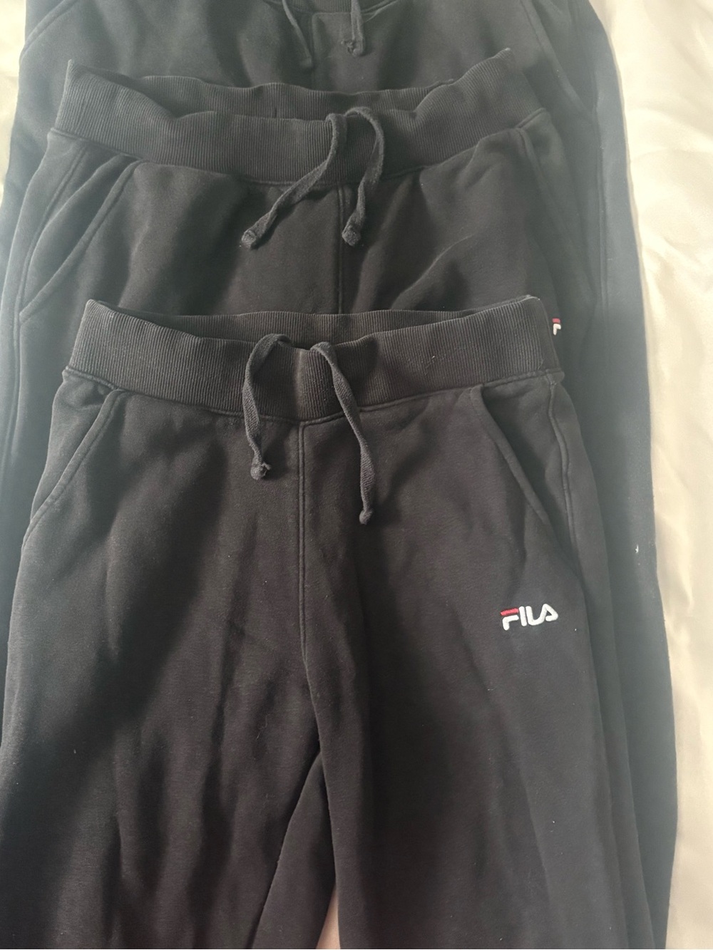 FILA Black Logo Jogger Sweatpants with Drawstring